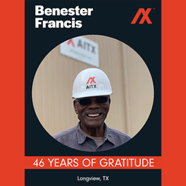 Cheers to Benny Francis and appreciation to his 46 years of service at AITX Longview.