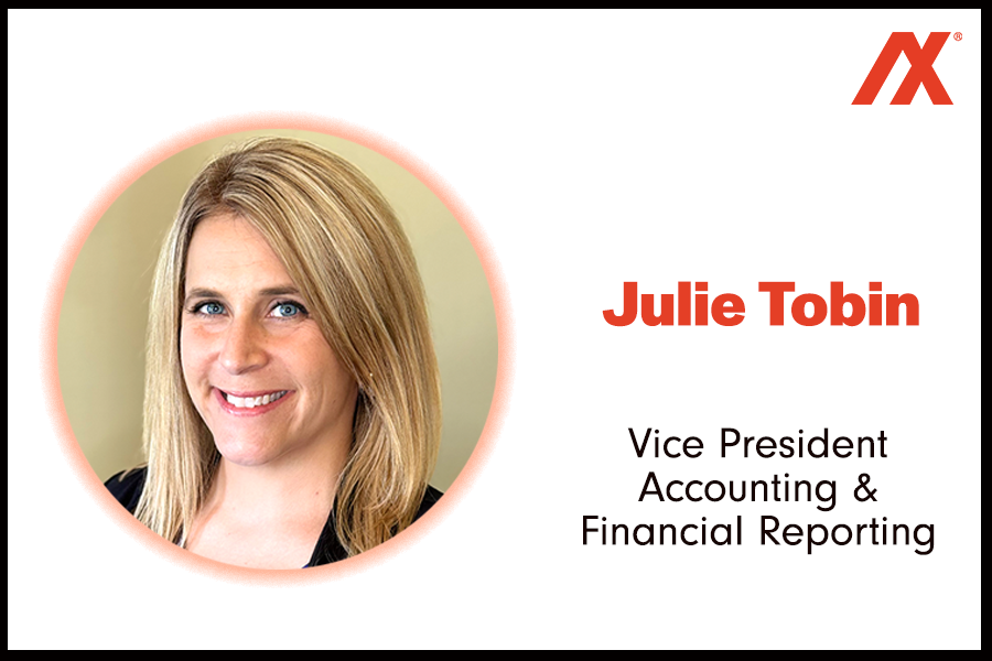 Portrait of Julie Tobin, Vice President of Accounting and Financial Reporting at AX, showcasing her professional role and expertise in financial management.