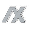 Stylized gray logo featuring the letters "AX" designed for brand identity and recognition.