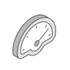 Illustration of a speedometer with a needle indicating a speed measurement, symbolizing performance and metrics in various contexts.